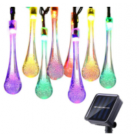 Solar LED Outdoor String Lights 20ft 30 LED Christmas Decorative Water Drop Fairy Lights